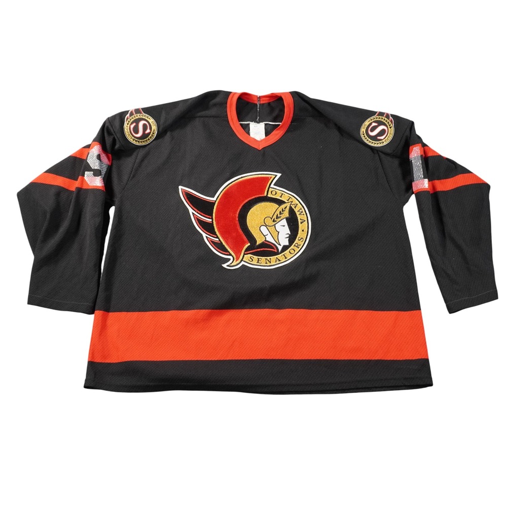 Maska Ottawa Senators Hockey Jersey Mens XL Black Red Air-Knit Canada 91 Logo